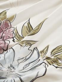 Federa arredo in raso beige chiaro con stampa floreale Margot, Beige, Larg. 50 x Lung. 80 cm
