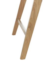 Biurko z drewnianymi nogami Skandi, Korpus: płyta pilśniowa średniej , Nogi: lite drewno dębowe, Biały, drewno dębowe, S 110 x W 85 cm