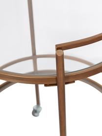 Ronde glazen serveerwagen Zora, Frame: gepoedercoat metaal, Plateaus: glas, Messingkleurig, Ø 50 x H 79 cm