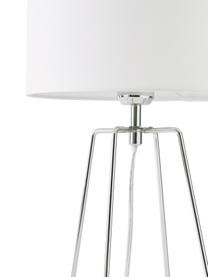 Tafellamp Karolina, Lampenkap: stof, Lampvoet: verchroomd metaal, Wit, chroomkleurig, Ø 25 x H 49 cm