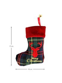 Chaussette de Noël Merry Christmas, 17 cm, 4 élém., Polyester, coton, Vert, rouge, noir, larg. 14 x long. 17 cm