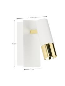 Nastavitelné nástěnné LED svítidlo Bobby, Bílá, zlatá, Š 7 cm, V 15 cm