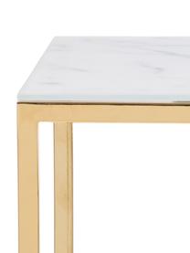 Estantería consola estrecha en look mármol Aruba, Estantes: blanco en aspecto mármol, Estructura: dorado brillante, Aspecto mármol blanco, dorado, An 70 x Al 80 cm