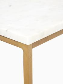 Tavolino grande da salotto in marmo Alys, Struttura: metallo verniciato a polv, Bianco marmorizzato, dorato, Larg. 120 x Prof. 75 cm