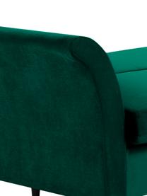 Zamatová pohovka na spanie s úložným priestorom Lola (3-miestna), Zamatová zelená, mosadzné odtiene, Š 245 x H 95 cm