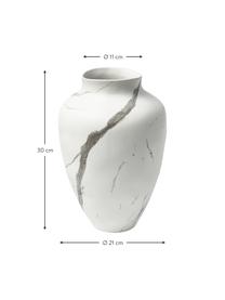 Ręcznie wykonany wazon z kamionki Latona, Kamionka, Biały, szary, marmurowy, matowy, Ø 21 x W 30 cm