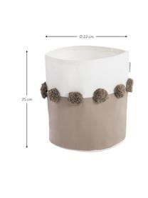 Kosz do przechowywania z pomponami Tan, 100% bawełna, Brązowy, biały, Ø 22 x W 25 cm