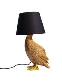 Große Design Tischlampe Duck, Lampenschirm: Baumwolle, Lampenfuß: Polyresin, Goldfarben, Schwarz, B 31 x H 58 cm