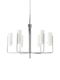 Grote hanglamp Vivian, Lampenkap: glas, Baldakijn: gecoat metaal, Zilverkleurig, Ø 65 x H 88 cm