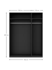 Modulární skříň ve vzhledu ořechového dřeva s otočnými dveřmi Simone, šířka 150 cm, více variant, Vzhled ořechového dřeva, černá, Interiér Basic, výška 200 cm
