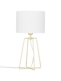 Lámpara de mesa Karolina, Pantalla: algodón, Cable: plástico, Blanco, latón brillante, Ø 25 x Al 49 cm