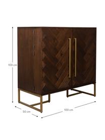 Casier à bouteilles à motif chevrons plaqué acacia Classy, Bois, larg. 100 x haut. 100 cm