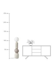 Vloerlamp Chakra, Lampenkap: opaalglas, Lampvoet: kunsthars, Grijstinten, B 27 x H 119 cm