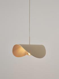 Lampada a sospensione di design in lino Kenzie, Paralume: lino, Baldacchino: metallo rivestito, Beige, Larg. 55 x Prof. 37 cm