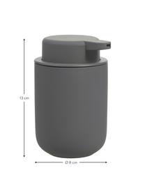 Distributeur de savon en grès à surface veloutée Omega, Gris, Ø 8 x haut. 13 cm