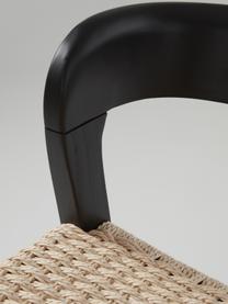 Barstuhl Vikdalen mit Geflecht, Gestell: Ulmenholz, Sitzfläche: Papierschnurgeflecht, Ulmenholz, schwarz lackiert, B 45 x H 87 cm