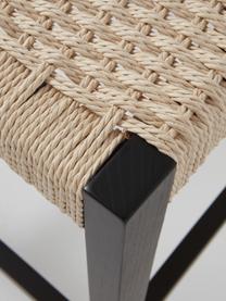 Taburete de bar de mimbre Vikdalen, Estructura: madera de olmo, Asiento: trenza de cuerda de papel, Madera de olmo pintada en negro, An 45 x Al 87 cm