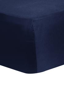 Lenzuolo con angoli in raso di cotone blu scuro Comfort, Blu scuro, 200 x 200 cm
