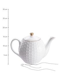 Ręcznie wykonany czajnik z porcelany Nippon, 1,3 l, Porcelana, Biały ze złota krawędzią, 1,3 l