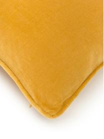 Federa arredo in velluto giallo ocra Dana, 100% velluto di cotone, Giallo ocra, Larg. 40 x Lung. 40 cm