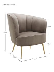 Sillón cóctel de terciopelo Louise, Tapizado: terciopelo (poliéster) 30, Patas: metal recubierto, Terciopelo gris pardo, An 76 x F 75 cm