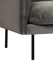 Canapé 3 places en velours et pieds en métal Moby, Velours brun-gris, larg. 220 x prof. 95 cm