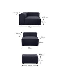 Canapé d'angle modulable 4 places avec tabouret Lennon, Tissu bleu foncé, larg. 327 x prof. 207 cm