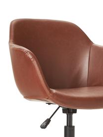 Sedia da scrivania in similpelle con seduta stretta Fiji, Rivestimento: similpelle (100% poliuret, Struttura: metallo verniciato a polv, Ruote: plastica, Similpelle marrone, Larg. 66 x Prof. 66 cm