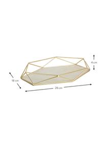Deko-Tablett Prisma, Gestell: Stahl, vermessingt, Ablagefläche: Stahl, Leinen, Messing, Helles Taupe, B 28 x T 18 cm
