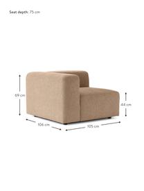 Module d'angle pour canapé modulable en tissu bouclé Lena, Tissu bouclé couleur sable, larg. 105 x haut. 106 cm, module d'angle gauche