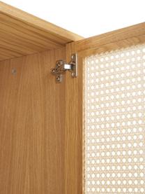 Kleine kledingkast Aries met Weens vlechtwerk, 2 deuren, Frame: spaanplaat met eikenhoutf, Poten: massief eikenhout, Licht hout, B 100 x H 194 cm