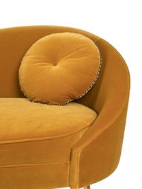 Designer Samt-Sofa I Am Not A Croissant (2-Sitzer) in Gelb, Bezug: Polyestersamt 30 000 Sche, Füße: Edelstahl, beschichtet, Rahmen: Sperrholz, Samt Ockergelb, 168 x 76 cm