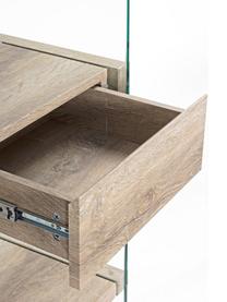 Libreria con 5 ripiani e pareti in vetro Kenya, Ripiani: pannello di fibra a media, Legno chiaro, marrone chiaro, trasparente, Larg. 90 x Alt. 180 cm