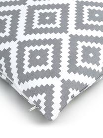 Housse de coussin 45x45 imprimé graphique Miami, 100 % coton, Gris, larg. 45 x long. 45 cm