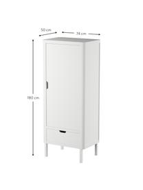 Armoire en bois Classic, Bois de hêtre, bois de pin, panneaux de fibres de moyenne densité (MDF), vernis avec peinture sans COV, Blanc, larg. 74 x haut. 180 cm