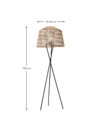 Lampa podłogowa trójnóg LED z funkcją przyciemniania Amalfi, Brązowy, czarny, Ø 49 x W 148 cm