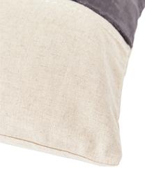 Vyšívaný povlak na polštář se sametovým dekorem Farah, Tmavě šedá, béžová, Š 45 cm, D 45 cm