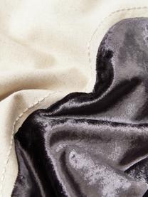 Federa arredo ricamata con decoro in velluto Farah, Retro: misto cotone (70% cotone,, Grigio scuro, beige, Larg. 45 x Lung. 45 cm