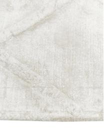 Handgetuft viscose vloerkleed Shiny in zilvergrijs met ruitjesmotief, Onderzijde: 100% katoen, Zilvergrijs, B 300 x L 400 cm (Maat XL)