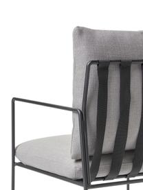 Chaise rembourrée en métal Wayne, Tissu gris, larg. 54 x prof. 58 cm