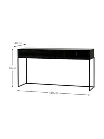 Console avec 2 tiroirs Silas, Noir, larg. 140 x prof. 40 cm