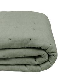 Colcha acolchada de algodón Lune, Tapizado: 100% algodón, Verde, An 230 x L 250 cm (para camas de 180 x 200 cm)