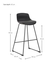 Barová stolička z umelej kože Tina, 2 ks, Čierna, Š 49 x H 50 cm