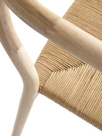 Krzesło z drewna z podłokietnikami i splotem Lidingo, Beżowy, S 54 x G 56 cm
