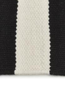 Handgeweven Kelim vloerkleed Donna met strepen, Bovenzijde: 80% wol, 20% nylon, Onderzijde: 100% katoen Bij wollen vl, Zwart, B 200 x L 300 cm (maat L)