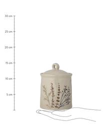 Ručně vyrobená úložná dóza s motivem trávy Bea, Kamenina, Béžová, Ø 11 cm, V 15 cm