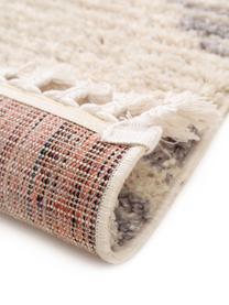 Hochflor-Teppich Bosse mit Bohomuster und Fransen, 100% Polyester, Hellbeige, Grau, B 160 x L 230 cm (Größe M)