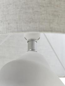 Große Keramik-Tischlampe Colett in organischer Form, Lampenschirm: Leinengemisch, Lampenfuß: Keramik, Beige, Weiß, Ø 35 x H 53 cm