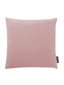 Fluwelen kussenhoes Nobless met verhoogd ruitjesmotief, 100% polyester fluweel, Oudroze, B 40 x L 40 cm