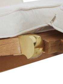 Sedia a sdraio in legno di teak con rivestimento in cotone Arrecife, Legno di teak, bianco crema, Larg. 150 x Alt. 80 cm